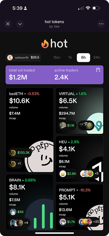 Hot Tokens Home Screen